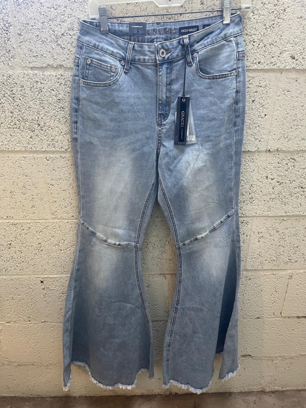 GRACE IN LA High-Waist Light Blue Flared Jeans